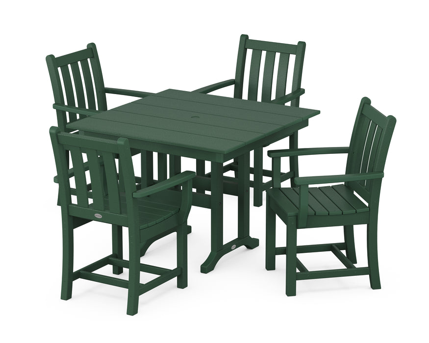POLYWOOD Traditional Garden 5-Piece Farmhouse Dining Set in Green