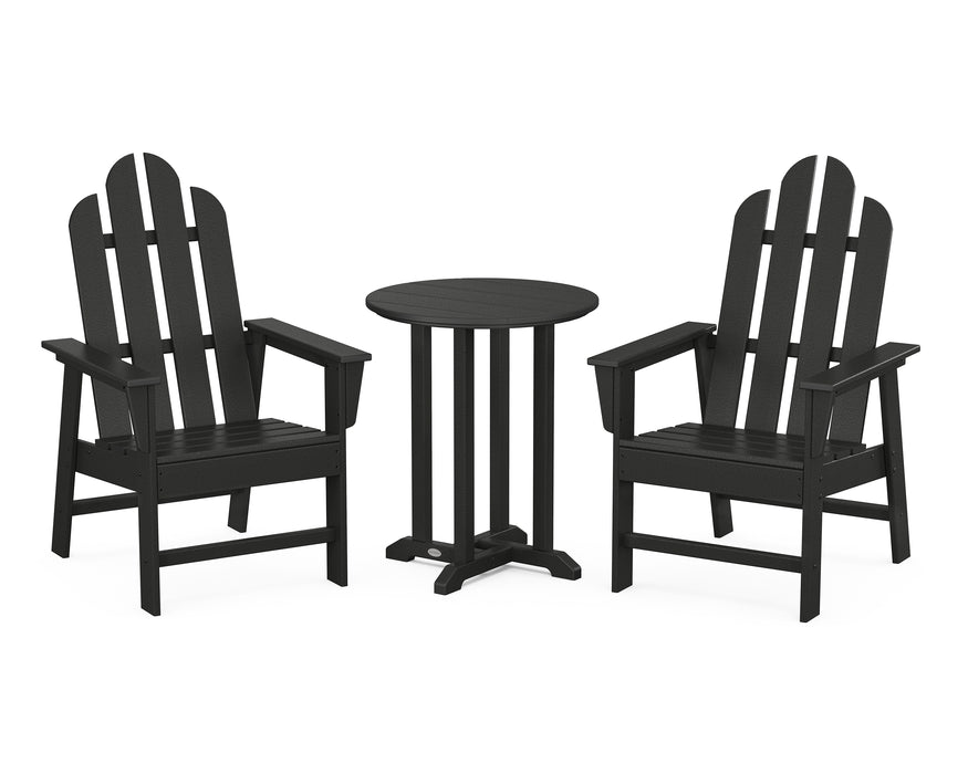 POLYWOOD Long Island 3-Piece Round Dining Set in Black