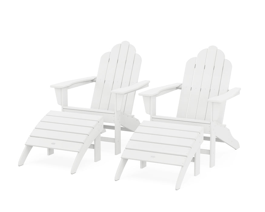 POLYWOOD Long Island Adirondack Chair 4-Piece Set with Ottomans in Navy