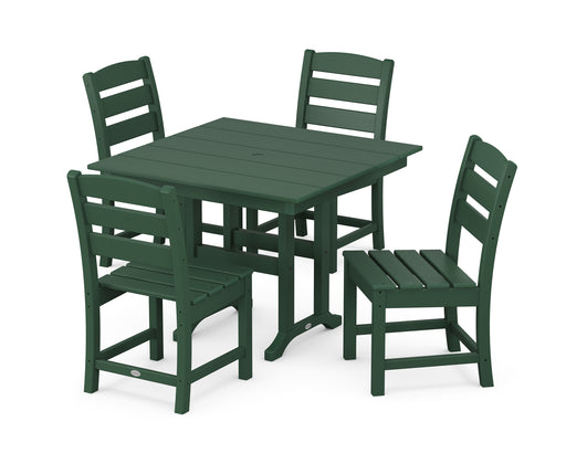 POLYWOOD Lakeside Side Chair 5-Piece Farmhouse Dining Set in Green