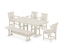 POLYWOOD® Oxford 6-Piece Farmhouse Dining Set with Bench in Sand
