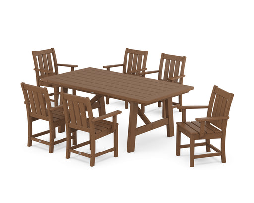 POLYWOOD® Oxford Arm Chair 7-Piece Rustic Farmhouse Dining Set in Black