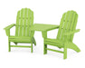 POLYWOOD Vineyard 3-Piece Curveback Adirondack Set with Angled Connecting Table in Lime