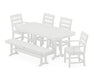 POLYWOOD® Lakeside 6-Piece Dining Set with Bench in White