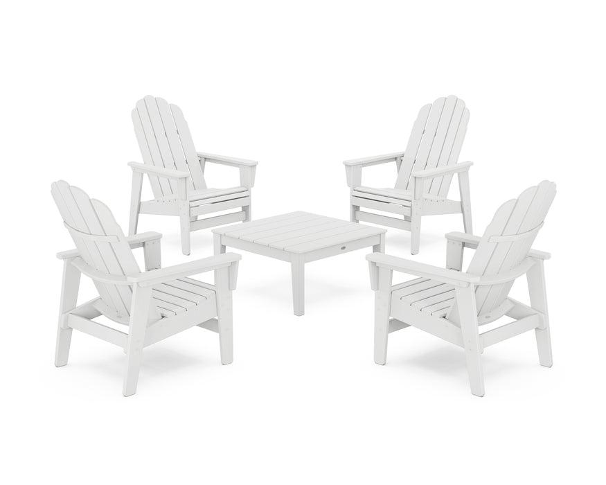 POLYWOOD® 5-Piece Vineyard Grand Upright Adirondack Chair Conversation Group in White