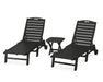 POLYWOOD Nautical 3-Piece Chaise Set in Black