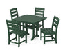 POLYWOOD Lakeside Side Chair 5-Piece Dining Set with Trestle Legs in Green