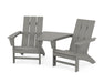 POLYWOOD Modern 3-Piece Adirondack Set with Angled Connecting Table in Slate Grey