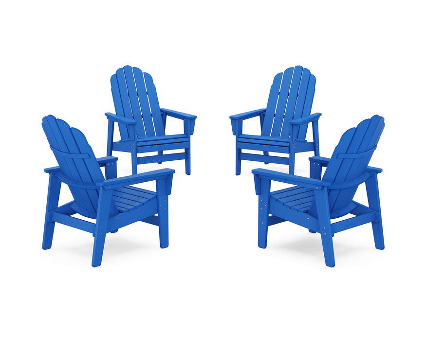 POLYWOOD® 4-Piece Vineyard Grand Upright Adirondack Chair Conversation Set in Pacific Blue
