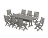 POLYWOOD Signature Folding 9-Piece Dining Set with Trestle Legs in Slate Grey