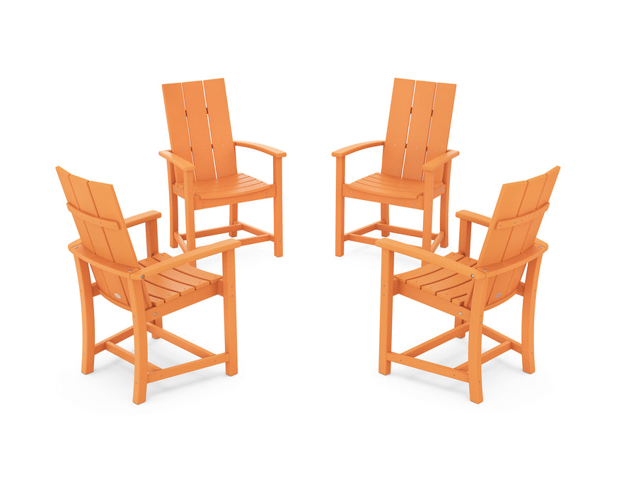 POLYWOOD® Modern 4-Piece Upright Adirondack Conversation Set in Tangerine