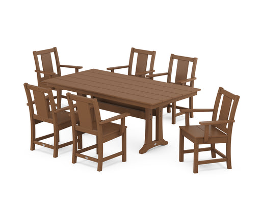 POLYWOOD® Prairie Arm Chair 7-Piece Farmhouse Dining Set with Trestle Legs in Black