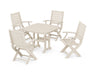 POLYWOOD Signature Folding Chair 5-Piece Dining Set in Sand
