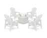 POLYWOOD® 5-Piece Nautical Grand Upright Adirondack Conversation Set with Fire Pit Table in White