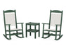 POLYWOOD Presidential Woven Rocker 3-Piece Set in Green / White Loom