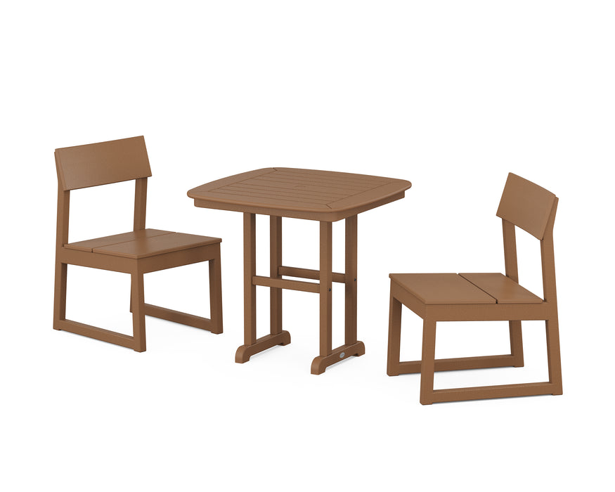 POLYWOOD EDGE Side Chair 3-Piece Dining Set in Teak