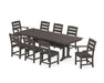 POLYWOOD Lakeside 9-Piece Farmhouse Dining Set with Trestle Legs in Vintage Coffee