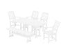 Martha Stewart by POLYWOOD Chinoiserie 6-Piece Dining Set with Bench in White