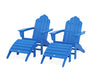 POLYWOOD Long Island Adirondack Chair 4-Piece Set with Ottomans in Pacific Blue