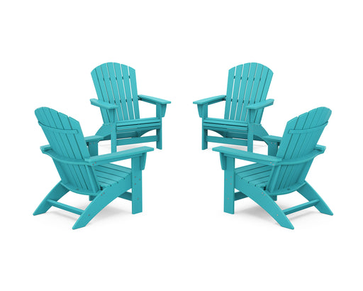 POLYWOOD® 4-Piece Nautical Grand Adirondack Chair Conversation Set in Black