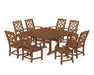 Martha Stewart by POLYWOOD Chinoiserie 9-Piece Square Dining Set with Trestle Legs in Teak