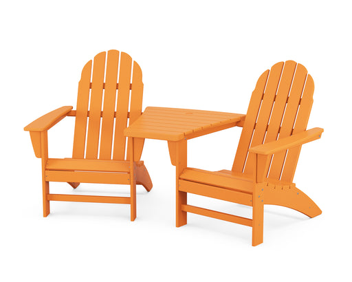 POLYWOOD Vineyard 3-Piece Adirondack Set with Angled Connecting Table in Tangerine