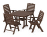 POLYWOOD Nautical Highback 5-Piece Dining Set with Trestle Legs in Mahogany
