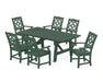 Martha Stewart by POLYWOOD Chinoiserie Arm Chair 7-Piece Rustic Farmhouse Dining Set in Green