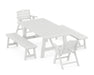 POLYWOOD Nautical Lowback 5-Piece Rustic Farmhouse Dining Set With Trestle Legs in White