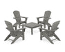 POLYWOOD 5-Piece Nautical Curveback Adirondack Chair Conversation Set with 36" Conversation Table in Slate Grey