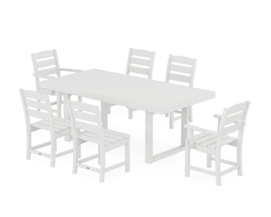 POLYWOOD Lakeside 7-Piece Dining Set with Trestle Legs in White