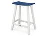 POLYWOOD® Contempo 24" Saddle Counter Stool in White / Navy