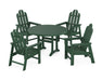 POLYWOOD Long Island 5-Piece Round Dining Set with Trestle Legs in Green