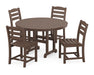 POLYWOOD La Casa Café Side Chair 5-Piece Round Farmhouse Dining Set in Mahogany