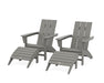 POLYWOOD Modern Adirondack Chair 4-Piece Set with Ottomans in Green
