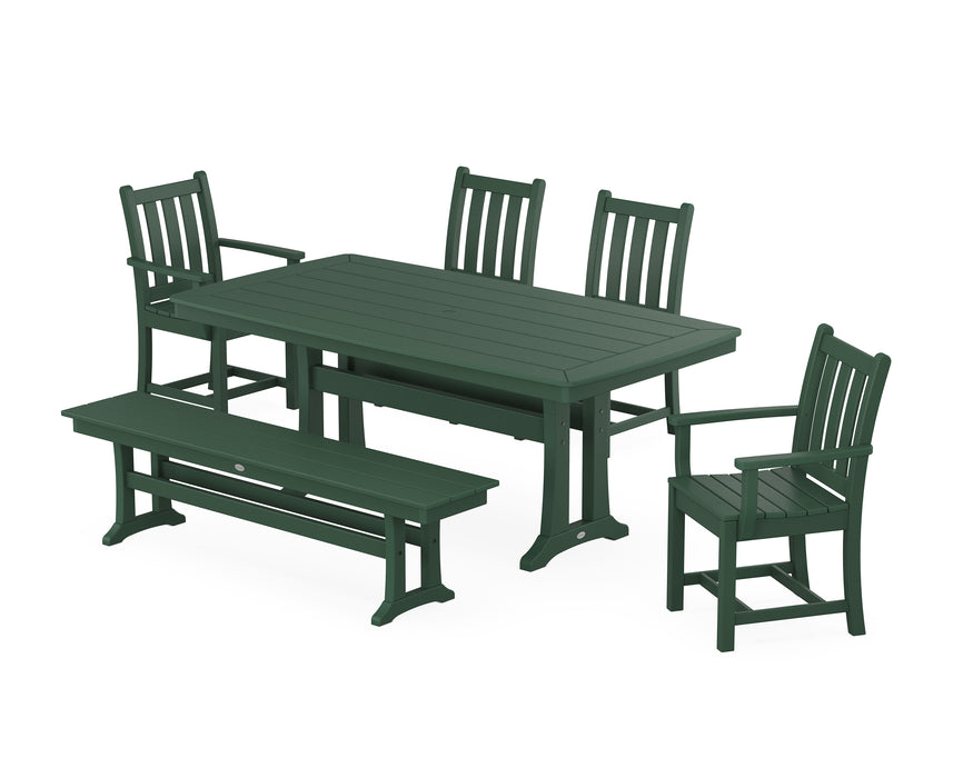 POLYWOOD Traditional Garden 6-Piece Dining Set with Trestle Legs in Green