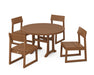 POLYWOOD EDGE Side Chair 5-Piece Round Dining Set With Trestle Legs in Teak