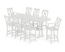 POLYWOOD® Braxton 9-Piece Farmhouse Bar Set with Trestle Legs in White