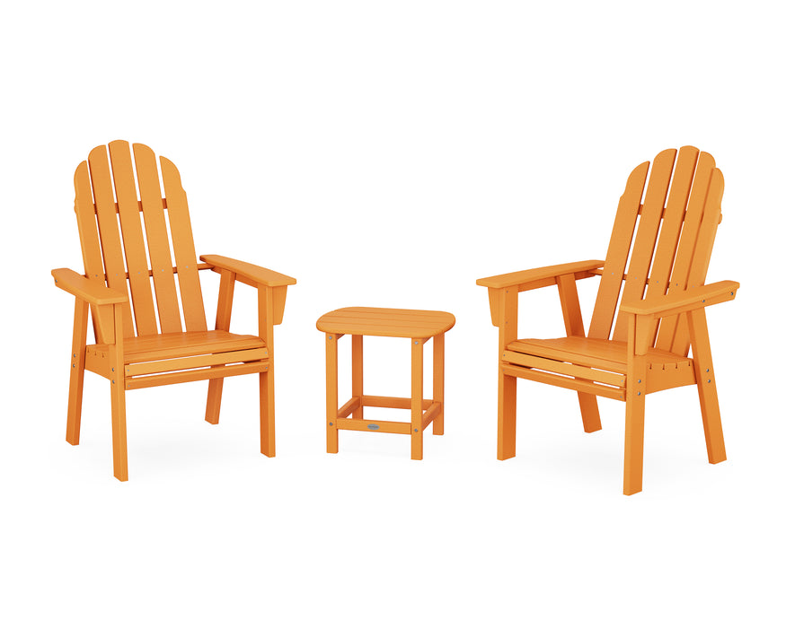 POLYWOOD® Vineyard 3-Piece Curveback Upright Adirondack Chair Set in Tangerine