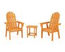 POLYWOOD® Vineyard 3-Piece Curveback Upright Adirondack Chair Set in Tangerine