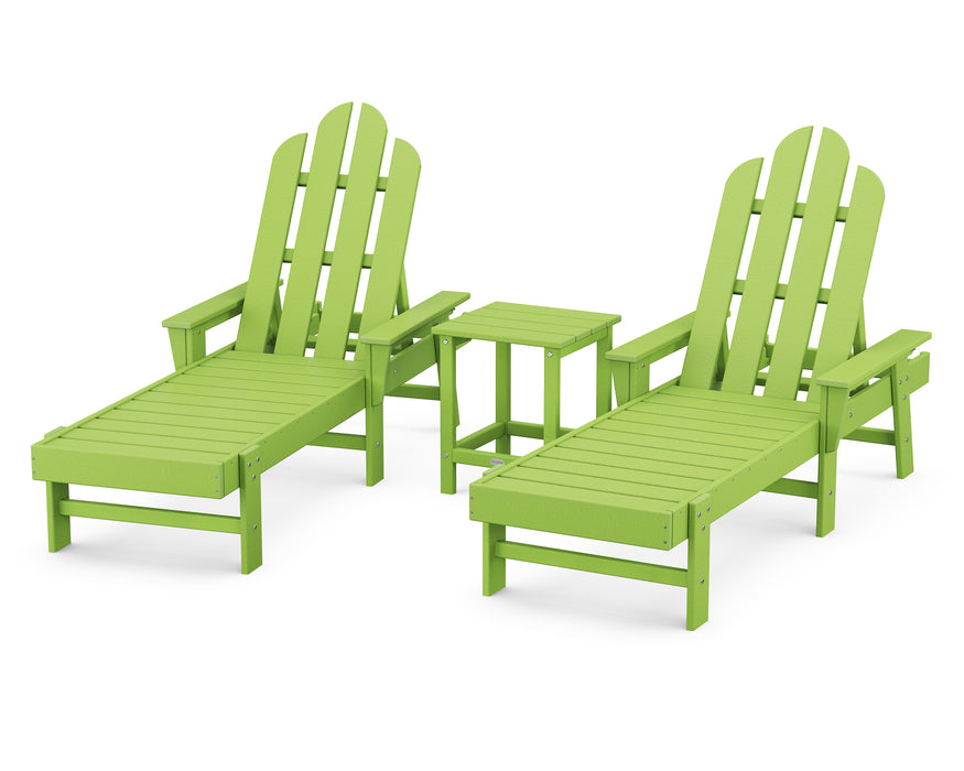 POLYWOOD Long Island Chaise 3-Piece Set in Lime
