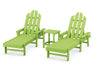 POLYWOOD Long Island Chaise 3-Piece Set in Lime