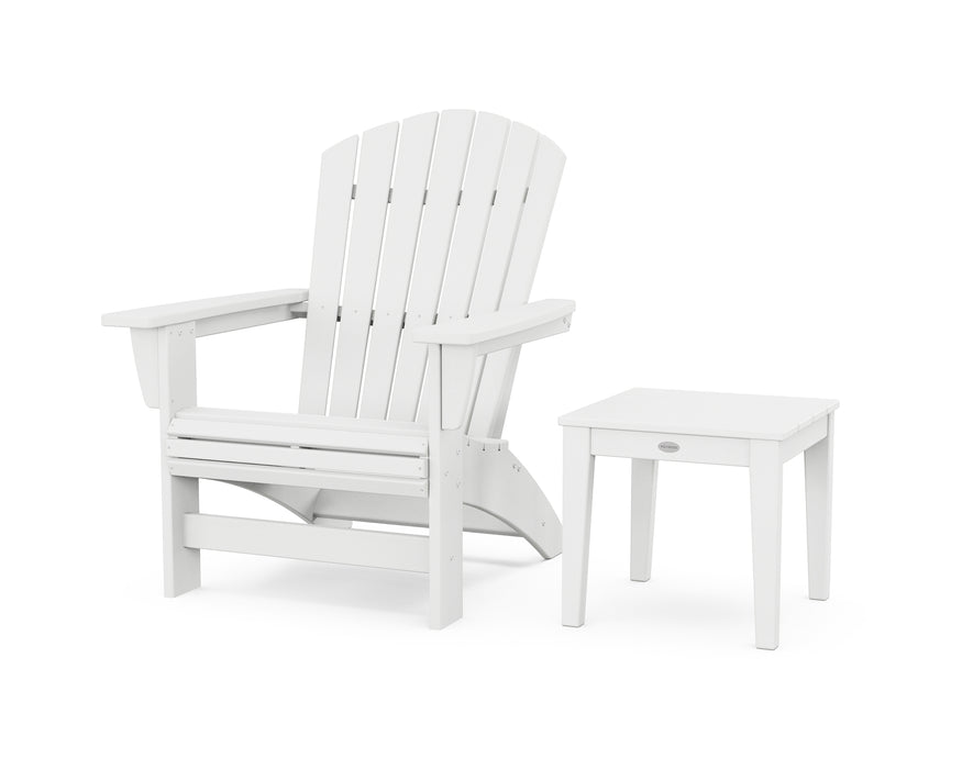 POLYWOOD® Nautical Grand Adirondack Chair with Side Table in White