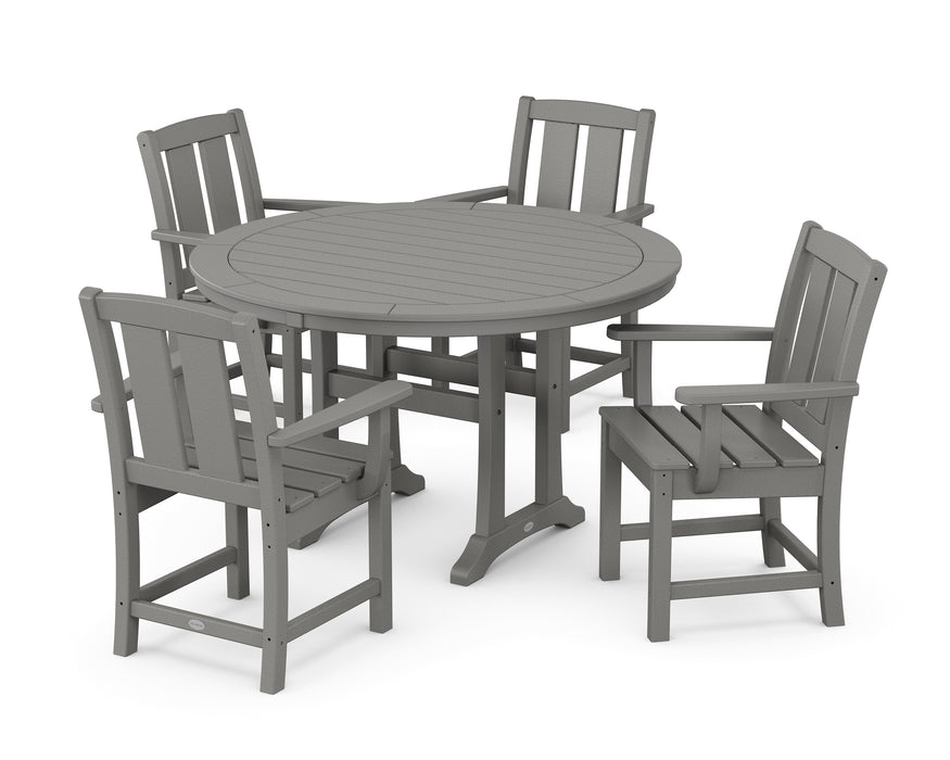 POLYWOOD® Mission 5-Piece Round Dining Set with Trestle Legs in Black