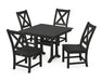 POLYWOOD Braxton Side Chair 5-Piece Farmhouse Dining Set With Trestle Legs in Black