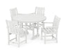 POLYWOOD® Oxford 5-Piece Round Farmhouse Dining Set in White