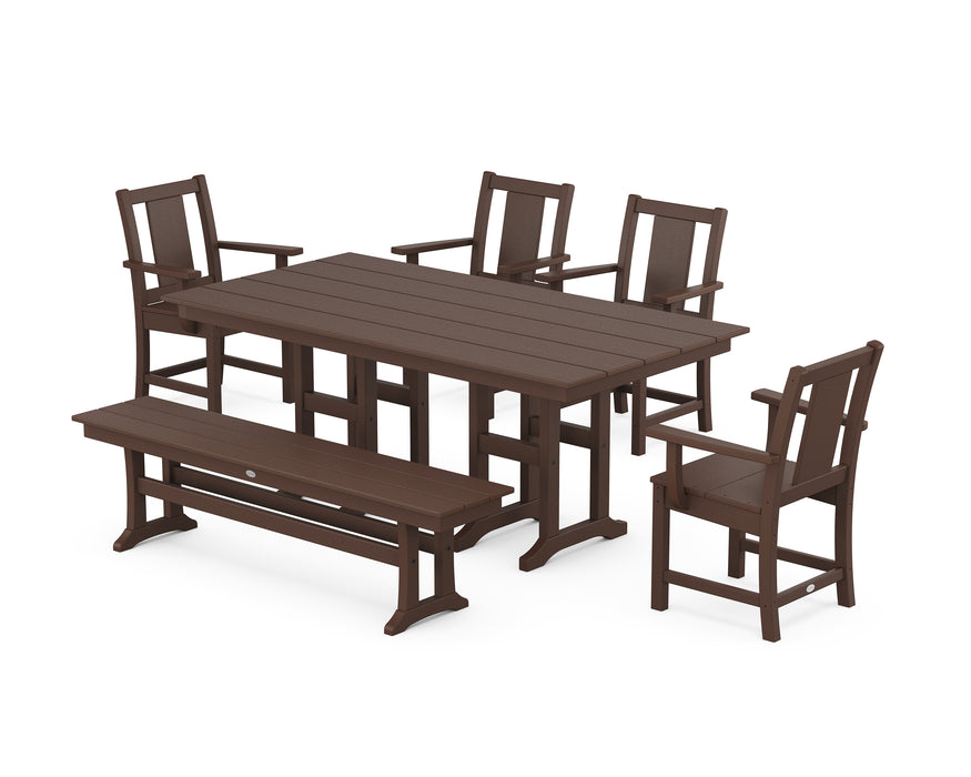 POLYWOOD® Prairie 6-Piece Farmhouse Dining Set with Bench in Sand