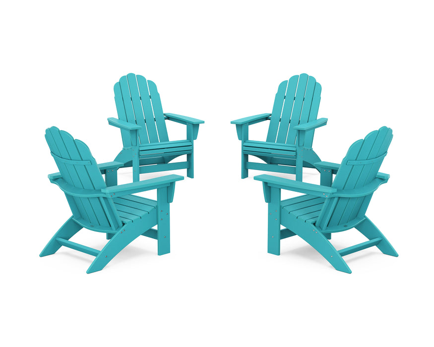 POLYWOOD® 4-Piece Vineyard Grand Adirondack Chair Conversation Set in Aruba
