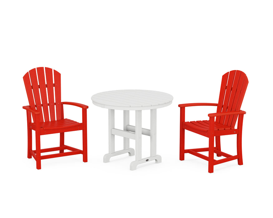 POLYWOOD Palm Coast 3-Piece Round Farmhouse Dining Set in Sunset Red