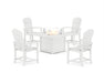 POLYWOOD® Palm Coast 4-Piece Upright Adirondack Conversation Set with Fire Pit Table in White